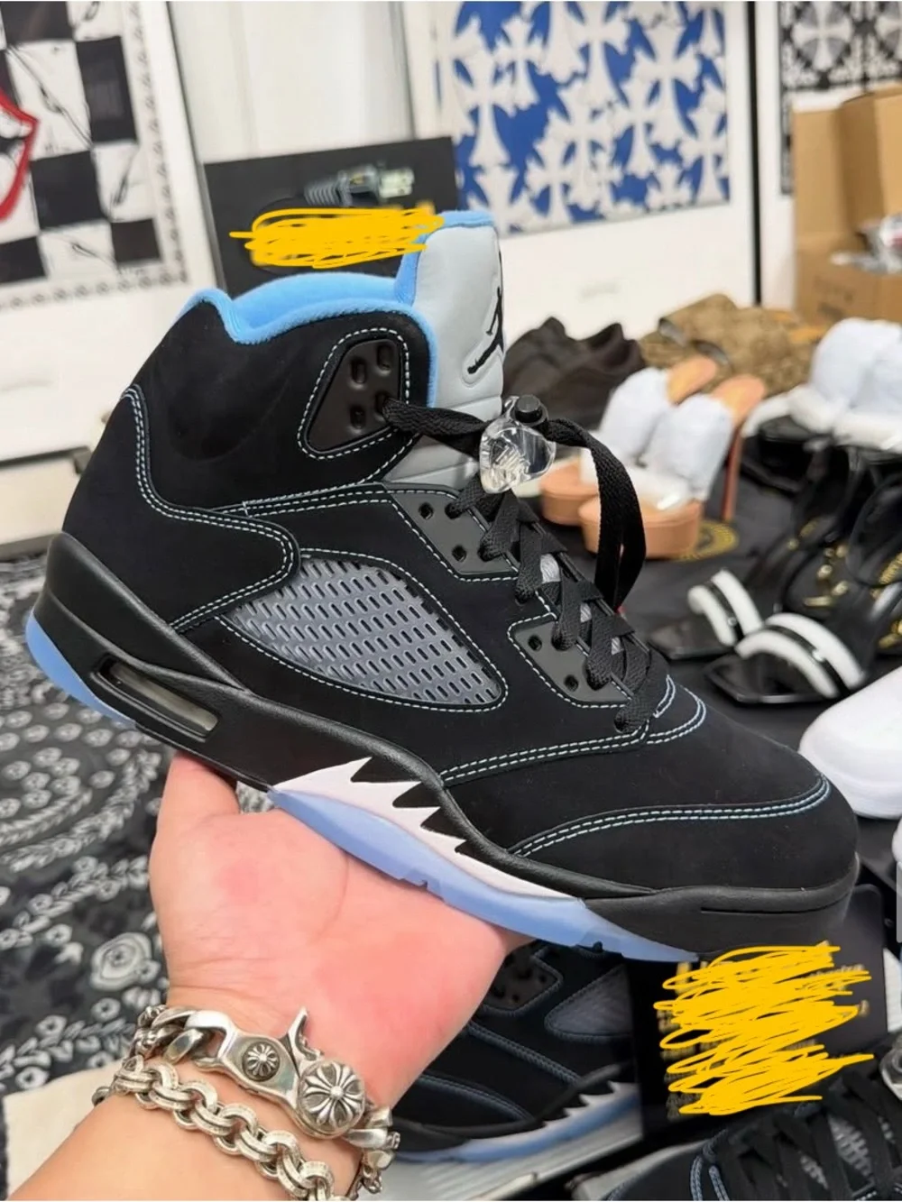Jordan Men’s Sneaker in Black and Light Blue